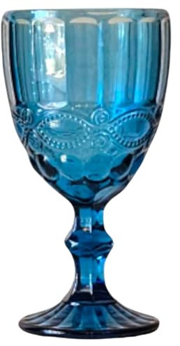 Ekilikua Home | Copa de Cristal 330 ml | Pack 6 Unidades | Set 6 Copas de Vino | Ideal para bodas, comuniones, celebraciones (Azul)