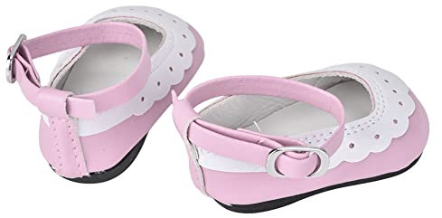Puppenschuhe aus Leder mit Spitzenbesatz für 18-Zoll-Babypuppen, Geschenkspielzeugzubehör (b378)