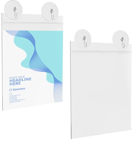 Cuyacili Lot de 6 Porte Affiche A4 Mural en Plastique avec Ventouses 30,5x21,5 cm Supports d’Affichage pour fenêtre