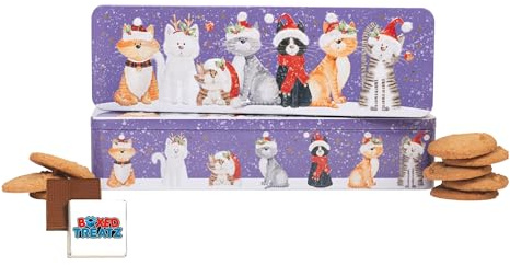 Boxed Treatz Christmas Biscuit Gift Set with Embossed Cat or Dog Tin, Stem Ginger or Lemon & Orange Flavours, 225g