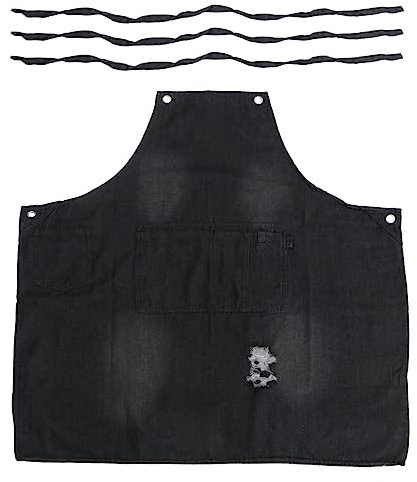 OKUMEYR Waschbare Denim Schürze Öl Proof Unisex für Garten Küche Langlebig Schwarz