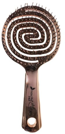 nascita Haarbürste ohne Ziepen für Damen, Herren & Kinder - Entwirrbürste für Locken, lange & nasse Haare - Nachhaltige Detangler Bürste mit Spiralfeder mit 3D-Flexi-Design - Hair Brush Shiny Bronze