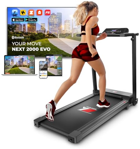 YM Tapis Roulant Salvaspazio 14 km/h, Marchio Italiano, Bluetooth + APP Interattive, Tapis Roulant Elettrico Pieghevole, Porta Tablet, Display LED, Garanzia e Assistenza ITALIA, NEXT 2000, Your Move