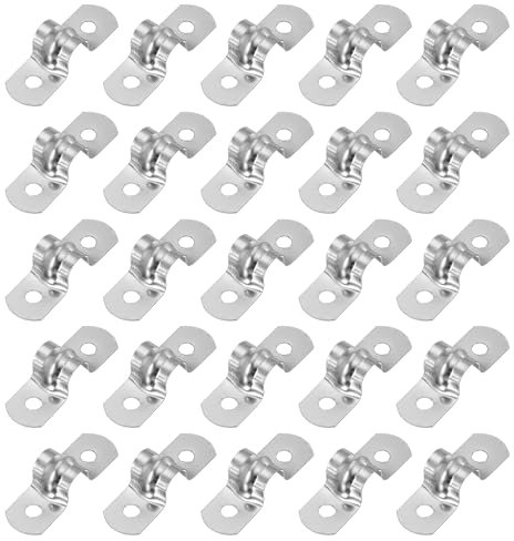 PATIKIL Collier rigide pour tuyaux 8mm, 25 Pcs Attaches pour conduits en acier inoxydable 304 Support en U à 2 trous Collier pour tuyaux Fixation de câbles et fils (1/3)