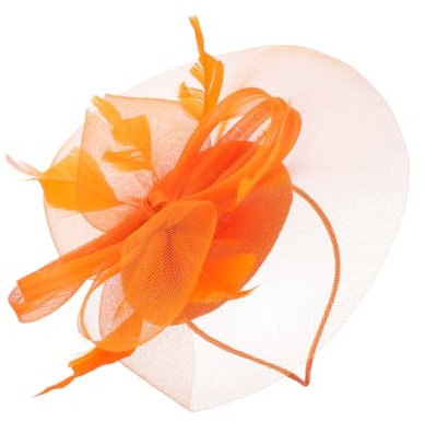 NOLITOY Fascinator-Hut Haarschmuck für die Braut Band Kappe Hochzeit wedding hair accessories brauthaatschmuck Kopfschmuck für die Braut Fascinators für Frauen Teeparty Gittergewebe Orange