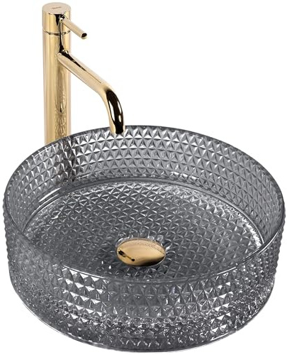 GTM Designs Aufsatzwaschbecken Glanz - Modern Waschbecken ohne Hahnloch - Elegant Aufsatzwaschbecken Oval für Badezimmer und Gäste WC - nur Bad Waschbecken - Modell 2