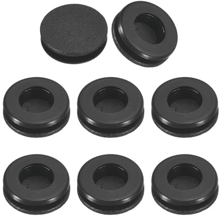 QUARKZMAN 33pz Occhielli in Gomma 10mm Foro di Perforazione, Guarnizione Anello per Tappi Fori Monofacciali ID 8mm Passacavi Scrivania per Protezione dei Cavi Firewall, Nero