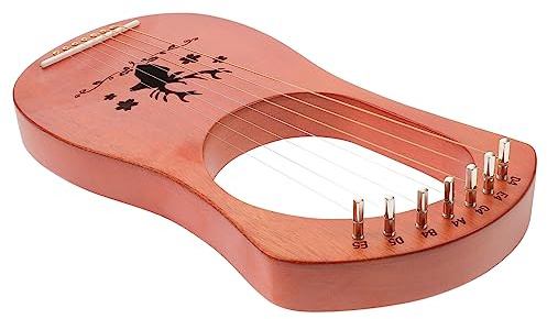 Vaguelly Holzharfe mit Metallsaiten Tragbare Leierharfe Handgefertigt Musikinstrument Saiteninstrument für Anfänger Filigrane Harfe mit Ersatzsaiten