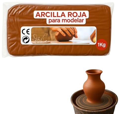 Arcilla Roja Para Modelar, arcilla para escultura, 1 kg | Apta para moldear con secado al horno