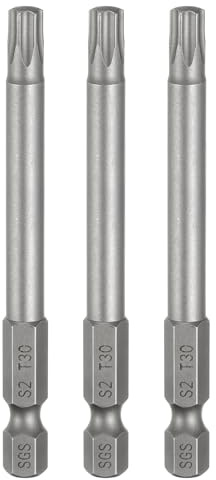 QUARKZMAN 3Pz T30 Punte Cacciaviti Torx 3 (75mm) L Set Precisione | Gambo Esagonale 1/4, Magnetiche, Senza Foro, Antimanomissione, a Stella a 6 Punte, in Acciaio S2, per Uso Industriale