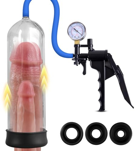 Penis Vakuumpumpe mit Vergrößerungsspiegel,Manuelle Penisvergrößerungspumpe Männliche Masturbatoren mit Pistolengriff für Männer Masturbation,Luftpumpe Erwachsene für Stärkere größere Erektionen(3pcs)