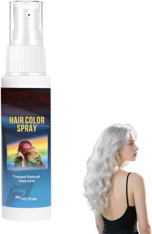 Temporary Hair Dye, White Hair Colour Spray, Fast Dyeing & Instant Styling, Washable One Time Hair Dye Spray for Party Fancy Dress Cosplay Halloween, Easy to Color, 30ml (White)