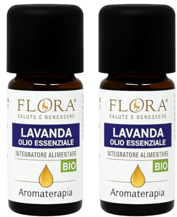 FLORA Olio Essenziale Lavanda Ibrida 20 ml Pack da 2pz 100% Puro BIO-CODEX – Distillazione a Vapore – Profumo Rilassante Diffusore, Profumatore Ambienti, Integratore alimentare