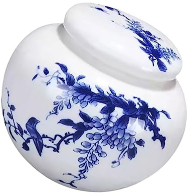 IMIKEYA Tarro para Almacenamiento de Té y Especias Estilo Chino de Cerámica Azul de 260ml Tapa y Fácil de Transportar Diseño Compacto para Cocina y Ambiente