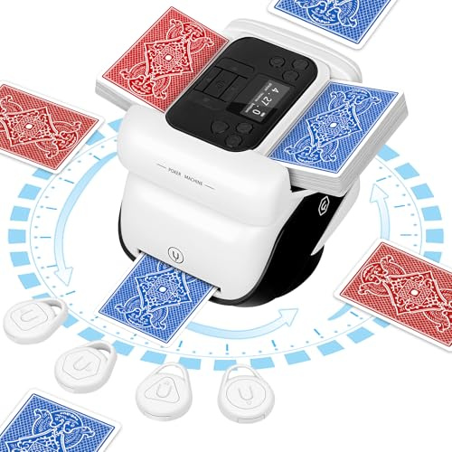 BEE&FLOWER Card Shuffler and Dealer 2-in-1 Automatic Programmable Multiple Game Modes Low Noise Dealing for Poker, Blackjack and More, 1-8 Players
