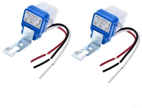 2 interruttori automatici di controllo della luce da 220 V con sensore crepuscolare per lampioni e illuminazione esterna, carico massimo 2200 W, distanza di rilevamento 10 m, design compatto IP