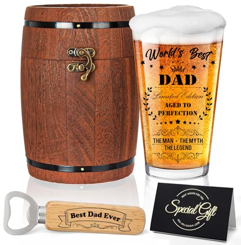 Joybble Cadeau d'anniversaire pour papa, cadeau de fête des pères – Verre à bière World's Best Dad – Cadeau de qualité supérieure pour père, cadeau d'anniversaire pour homme, cadeau de fête des pères