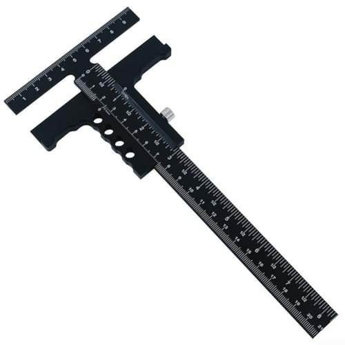 Carpentry Marking and Measuring Tool Woodworking Scriber Gauge in Aluminum Alloy with T Square and Sliding Function (C)