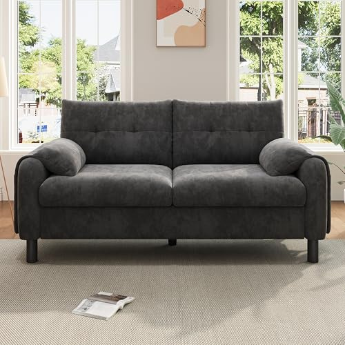 Merax Modernes 2-Sitzer Sofa im skandinavischen Design – Bequemes Polstersofa mit dicken Kissen für Wohnzimmer, Schlafzimmer & kleine Wohnungen