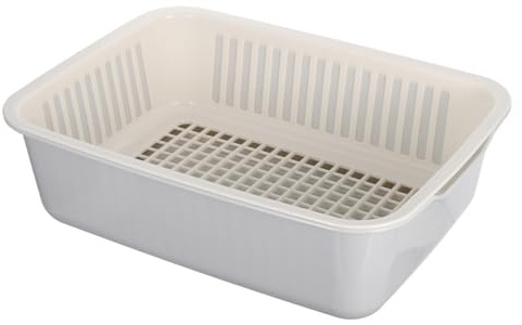 IMIKEYA Cesta de Doble Capa para Lavar y Escurrir Colador de Cocina de Plástico Resistente Diseño de Drenaje Rápido con Cubeta Inferior para Agua Accesorio Multifuncional para Preparación