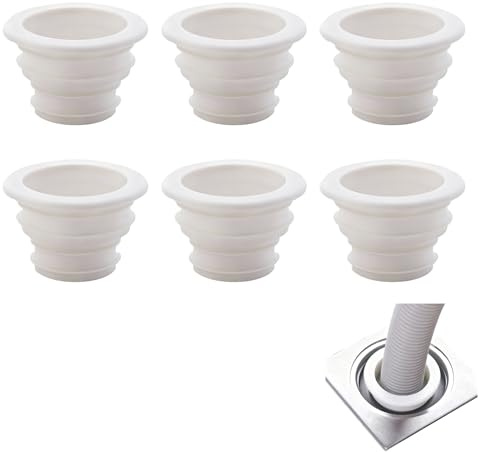 Abflussrohrdichtung Schlauch, 6 Stück Gummimanschette Siphon für Abflußrohr, Siphon Dichtung Abflussrohr Waschmaschine für Abflussrohr Außen Ø 48 mm x Innen Ø 38 mm (Weiß)