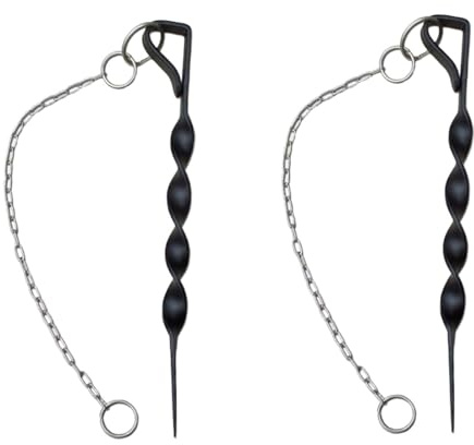 WKabnkn Pali di ancoraggio da giardino resistenti al vento con punte in ferro di calibro pesante, design a punta elicoidale, catena antipioggia, 2 pezzi picchetti elicoidali anti vento