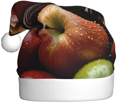 WZYCWB A basket fruits Printed Santa Hats - Perfect for Christmas Eve, New Year's Eve, and Holiday Parties