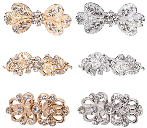 TRKETK 6 Piezas Broche Cierre Clips Vintage de Cárdigan Metal Clips de Chal de Suéter Pinzas para Bufanda de Oro y Plata para Mujer Cuello y Camisas Bufandas Vestidos Capas