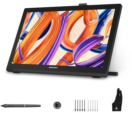 GAOMON Pro 19 Tableta Gráfica con Pantalla 18.4 4K UHD, Lápiz G-Pro 16384 Niveles De Presión E Inclinación, Pantalla Laminada, Color Profesional, Compatible Windows/Mac