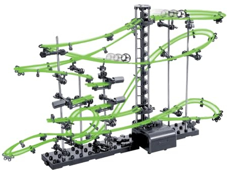 Máquina de Canicas Roller Coaster, Pista de Bolas con Elevador Eléctrico y Bucles, Juguete Educativo Stem para Niños, Adultos y Familias