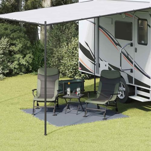 Zeltteppich Blau Grau 200x200cm, Polyethylen Outdoor Camping Teppich, Faltbar Wetterfest für Garten Terrasse