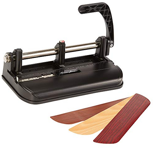 Swingline 3 Hole Punch Heavy Duty, 32 Sheet Capacity Three Hole Puncher 3 Ring, Adjustable 2-7 Hole Paper Punch, Black & Silver (74350)