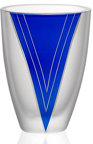 Vase Blumenvase Buba Oval Blau Satiniert H 15 cm Kristallglas Tischvase Tischdeko Hochzeitdeko
