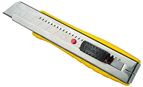 Stanley FatMax Cuttermesser 0-10-431 (25 mm Klingenbreite, 195 mm Länge, schmales Messer mit Abbrechklinge für präzise Schnitte, robuster Aluminiumkorpus, rutschfester Griff, mit Befestigungsclip)