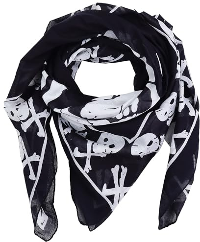 Freak Scene Superfreak Baumwolltuch - Totenkopf Pirat mit Knochen - schwarz - weiß - quadratisches Tuch
