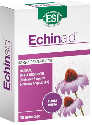 ESI - Echinaid, Integratore Alimentare a Base di Echinacea, Favorisce le Difese Immunitarie Contro i Malanni Tipici della Stagione Invernale, Senza Glutine e Vegan, 30 Naturcaps