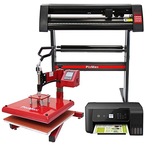 Pixmax 38 cm Svängbar Värmepress, 72 cm Skärplotter & Skrivare Transferpress Överföringspress Värmeöverföring T-shirtpress Textiltryck Tryck på Kläder T-shirt + GRATIS Sublimeringspapper