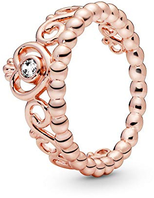 PANDORA Princess Tiara Crown Ring in Roségold mit 14 Karat rosévergoldete Metalllegierung und Cubic Zirkonia Steinen Moments Collection, Größe 52