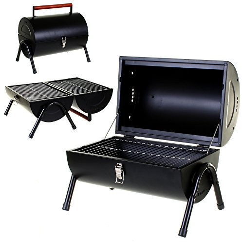 Marko Outdoor BBQ Portable Barrel Barbecue Steel Table Top Outdoor Garden Camping Picnic Grill