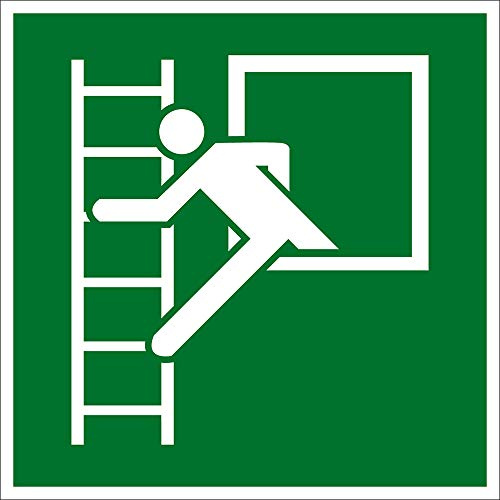 Fluchtwegschild - Notausstieg mit Fluchtleiter - Kunststoff - 20 x 20 cm