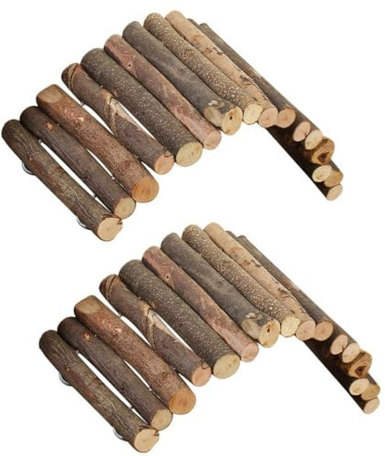 PINVNBY 2 PCS Hamster Toys, Wooden Hamster Ladder Bridge Tunnel Hide, Guinea Pigs Cage Accessories Natural Hideout for Small Animals Chinchillas Guinea Pigs Mouse Rat Ferret Rodents