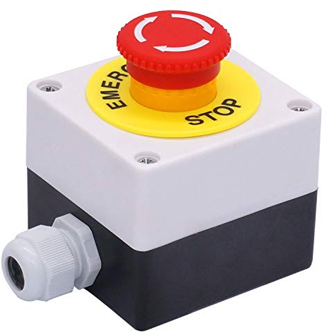 Taiss / 22mm 2 NC Señal Roja Seta Parada de Emergencia Pulsador Interruptor Estación 10A 440V Stop Switch Box LA38A-02ZS-BOX