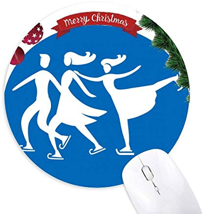 sports d'hiver (ski bleu silhouette tapis de souris en caoutchouc de sapin de noël