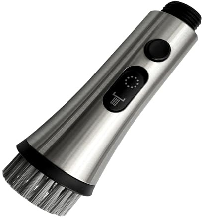CREA Küchenarmatur Brausekopf Ersatzteil, Nur für G1/2 Anschluss Ersatz, 2-Funktion Ausziehbare Spültischarmatur Sprühkopf Ersatzdüse, Wasserhahn Küche Ersatzkopf Schlauch Belüfter, Gebürstet