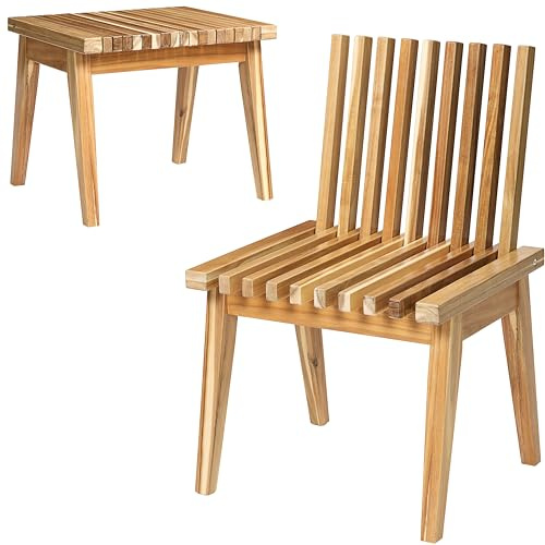 Melino Holz-Lattenbank für den Außenbereich, 2-in-1, umwandelbare Bank zum Tisch, Akazien-Massivholzkonstruktion für Terrasse, Garten und Eingang, 50,8 cm