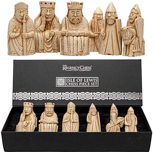 Isle of Lewis Nachbildung von Schachfiguren, sechs sehr detaillierte Nachbildungen aus Steinharz, Königin, Bischof, Ritter, Wärter und Berserker