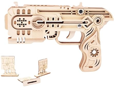 3D Wooden Puzzle Rubber Band Gun Wooden Toy Gun Building Mechanical Model Kits DIY