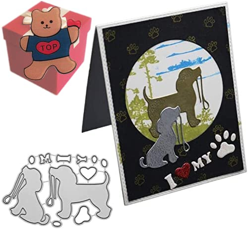 Schöne Hunde-Tier-Stanzformen für Kartenherstellung, schöne Hunde-Tier-Stanzschablonen für Bastelarbeiten, Scrapbooking, Fotoalbum, dekorative Prägepapier-Stanzformen für Kartengestaltung, vorgestanzt