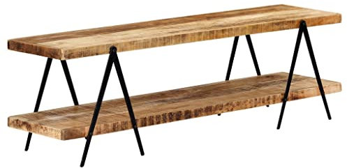 vidaXL TV-Schrank aus massivem Mangoholz, für Zuhause, Wohnzimmer, Schlafzimmer, Möbel, Lowboard, HiFi-Plasma-Seiten-Stereo-Schrank, 160 x 39,9 x 50 cm