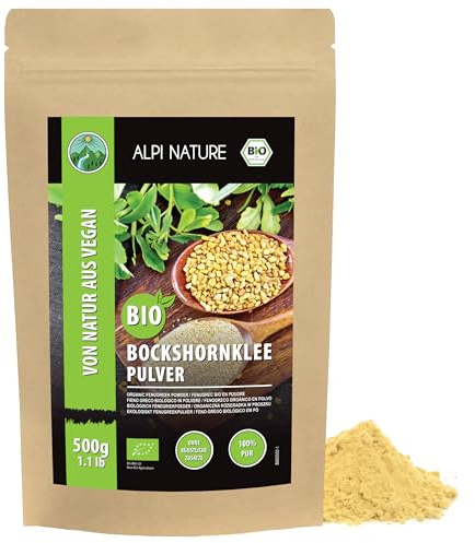 Alpi Nature Bockhornsklöver Pulver BIO 500g, Ekologiska Malda Bockhornsklöverfrön, Malda Methi Frön